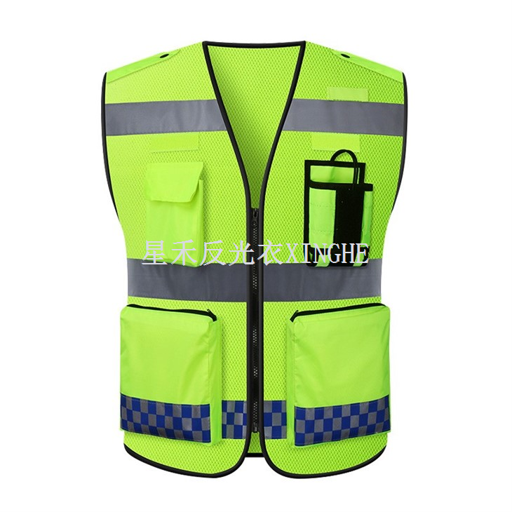 Orange Klas 2 Segondè Vizibilite Sekirite Vest ak 10 pòch