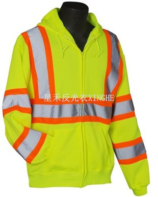 Hi Vis Hooded Sweatshirt W/Kontraste Stripes